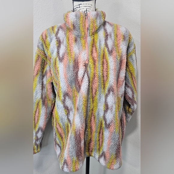 Eddie Bauer 1/4 Zip Women’s Sherpa Pullover Southwestern Multi Color Print Sz XL - Picture 8 of 13